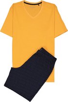 Schiesser heren shortama - donkerblauw met geel -  Maat: M