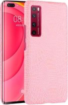 Voor Huawei Nova 7 Pro schokbestendige krokodiltextuur pc + PU-hoes (roze)