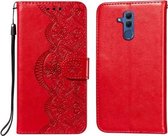 Voor Huawei Maimang 7 / Mate 20 Lite Bloem Wijnstok Embossing Patroon Horizontale Flip Leren Case met Kaartsleuf & Houder & Portemonnee & Lanyard (Rood)