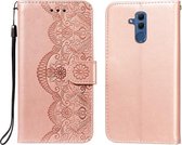 Voor Huawei Maimang 7 / Mate 20 Lite Flower Vine Embossing Pattern Horizontale Flip Leather Case met Card Slot & Holder & Wallet & Lanyard (Rose Gold)