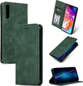 Retro Skin Feel Business Magnetische Horizontale Leren Flip Case voor Samsung Galaxy A70 (Legergroen)