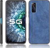 Voor Vivo iQOO Z1 schokbestendig naaien koe patroon huid PC + PU + TPU Case (blauw)