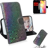 Voor xiaomi mi note 10 lite effen kleur kleurrijke magnetische gesp horizontale flip pu lederen case met houder & kaartsleuven & portemonnee & lanyard (zilver)