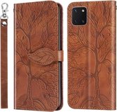 Voor Samsung Galaxy A81 Life of Tree Embossing Pattern Horizontale Flip lederen tas met houder & kaartsleuf & portemonnee & fotolijst & lanyard (bruin)