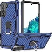 Voor Samsung Galaxy S21 Ultra 5G Cool Armor PC + TPU schokbestendig hoesje met 360 graden rotatie ringhouder (blauw)