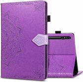 Voor Samsung Galaxy Tab S7 Halverwege Mandala Embossing Patroon Horizontale Flip PU Leather Case met Kaartsleuven & Houder & Pen Slot (Paars)