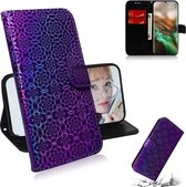 Voor Galaxy Note 10 Effen Kleur Kleurrijke Magnetische Gesp Horizontale Flip PU Lederen Case met Houder & Kaartsleuven & Portemonnee & Lanyard (Paars)