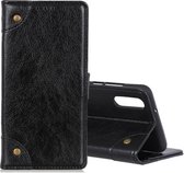 Voor Galaxy A70s koperen gesp nappa textuur horizontale flip lederen tas met houder & kaartsleuven & portemonnee (zwart)