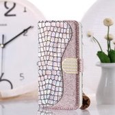 Voor Samsung Galaxy S21 + 5G Laser Glitter Poeder Bijpassende Krokodil Textuur Horizontale Flip Leren Case met Kaartsleuven & Houder (Zilver)