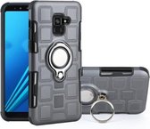 Voor Galaxy A8 (2018) 2 in 1 kubus pc + TPU beschermhoes met 360 graden draaien zilveren ringhouder (grijs)