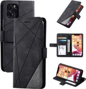 Voor iPhone 11 Pro Max Skin Feel Splicing Horizontale Flip Leather Case met houder & kaartsleuven & portemonnee & fotolijst (zwart)