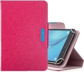 Voor 8 inch tablets universele effen kleur horizontale flip lederen tas met kaartsleuven & houder & portemonnee (rose rood)