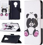 Voor Nokia 5.3 Gekleurde tekening patroon Horizontale flip lederen tas met houder & kaartsleuven & portemonnee (Panda)