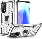 Voor Xiaomi Mi 10T 5G / 10T Pro 5G Cool Armor PC + TPU schokbestendig hoesje met 360 graden rotatie ringhouder (zilver)