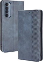 Voor OPPO Reno4 Pro 4G magnetische gesp Retro Crazy Horse textuur horizontale flip lederen tas, met houder & kaartsleuven & fotolijst (blauw)