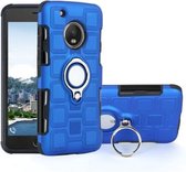 Voor Motorola Moto G5 Plus 2 in 1 Cube PC + TPU beschermhoes met 360 graden draaien zilveren ringhouder (blauw)