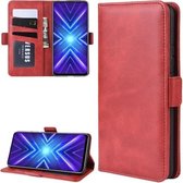 Voor Huawei Honor 9X Vingerafdrukversie Portemonnee-standaard Lederen mobiele telefoonhoes met portemonnee & houder & kaartsleuven (rood)