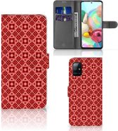 Smartphone Hoesje Geschikt voor Samsung Galaxy A71 Wallet Book Case Batik Red