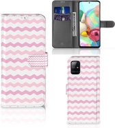 GSM Hoesje Geschikt voor Samsung Galaxy A71 Hoesje ontwerpen Waves Roze