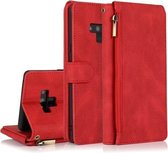 Voor Samsung Galaxy Note9 Skin-feel Crazy Horse Texture Rits Portemonnee Tas Horizontale Flip Leren Case met Houder & Kaartsleuven & Portemonnee & Lanyard (Rood)