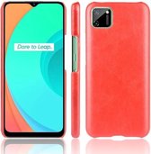 Voor Oppo Realme C11 Shockproof Litchi Texture PC + PU Case (Rood)