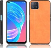 Voor OPPO A72 5G Schokbestendig Naaien Koe Patroon Huid PC + PU + TPU Case (Oranje)