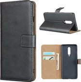Voor OnePlus 8 lederen horizontale flip-holster met magnetische sluiting en beugel en kaartsleuf en portemonnee (zwart)