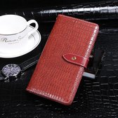 Voor Motorola One Macro idewei Crocodile Texture Horizontaal Flip Leather Case met houder & kaartsleuven & portemonnee (rood)