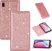 Voor Huawei P20 Lite Ultradunne Glitter Magnetische Horizontale Flip Leren Case met Houder & Kaartsleuven (Rose Goud)