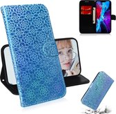 Voor iPhone 12 effen kleur kleurrijke magnetische gesp horizontale flip PU lederen tas met houder & kaartsleuven & portemonnee & lanyard (hemelsblauw)