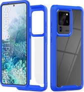 Voor Galaxy S20 Ultra Transparent Series Frame TPU + PC Stofdicht Krasbestendig Valbestendig Beschermhoes (Blauw)