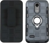 Voor LG K4 (2017) EU-versie 3 in 1 Cube PC + TPU beschermhoes met 360 graden draaien zilveren ringhouder (grijs)