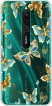Voor Xiaomi Redmi 8 gekleurd tekeningpatroon zeer transparant TPU beschermhoes (gouden vlinder)