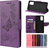 Voor Samsung Galaxy Note20 Ultra vlinders reliëf horizontale flip lederen tas met houder & kaartsleuven & portemonnee (paars)