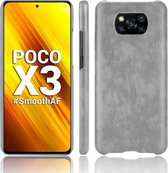 Voor Xiaomi Poco X3 NFC Shockproof Litchi Texture PC + PU Case (grijs)