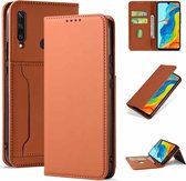 Voor Huawei P30 Lite / Nova 4e Sterk Magnetisme Vloeistof Voel Horizontale Flip Leren Case met Houder & Kaartsleuven & Portemonnee (Bruin)