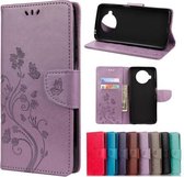 Voor Geschikt voor Xiaomi Mi 10T Lite 5G Vlinders Liefde Bloemen Embossing Horizontale Flip Leren Case met Houder & Kaartsleuven & Portemonnee (Lichtpaars)