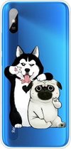 Voor Xiaomi Redmi 9A gekleurd tekeningpatroon zeer transparant TPU beschermhoes (selfie hond)