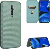 Voor OPPO Reno2 Z / F Koolstofvezel Textuur Magnetische Horizontale Flip TPU + PC + PU lederen tas met kaartsleuf (groen)
