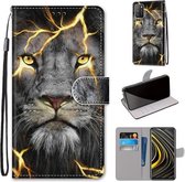 Voor Xiaomi Poco M3 Gekleurde Tekening Cross Textuur Horizontale Flip PU Lederen Case met Houder & Kaartsleuven & Portemonnee & Lanyard (Fission Lion)