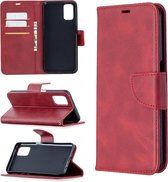 Voor Oppo A72 / A52 / A92 Retro Lambskin Texture Pure Color Horizontale Flip PU lederen tas met houder & kaartsleuven & portemonnee & lanyard (rood)