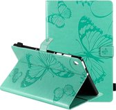 Voor Lenovo Tab M10 Plus TB-X606F Geperst afdrukken Vlinderpatroon Horizontale flip lederen tas met houder & kaartsleuven & portemonnee & slaap- / wekfunctie (groen)