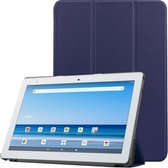 Voor Sharp Dtab D-41A uster Texture Smart PU lederen tas met slaap- / wekfunctie en 3-voudige houder (donkerblauw)