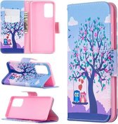 Voor Samsung Galaxy A52 5G Gekleurde Tekening Patroon Horizontale Flip Leren Case met Houder & Kaartsleuven & Portemonnee (Boom)