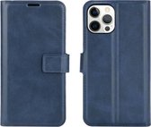 Retro kalfspatroon gesp horizontale flip lederen tas met houder & kaartsleuf & portemonnee voor iPhone 12 Pro Max (blauw)