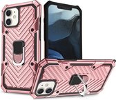 Cool Armor PC + TPU schokbestendig hoesje met 360 graden rotatie ringhouder voor iPhone 12 Mini (roze rood)