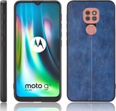 Voor Motorola Moto G9 / G9 Play Schokbestendig Naaien Koe Patroon Huid PC + PU + TPU Case (Blauw)
