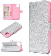 Voor iPhone 12 Pro Max Glitter Poeder Horizontale Leren Flip Case met Kaartsleuven & Houder & Fotolijst & Portemonnee & Lanyard (Zilver)