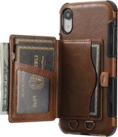 Crazy Horse Texture PU + TPU schokbestendige achterkant met kaartsleuven & houder & portemonnee & crossbody riem voor iPhone X / XS (koffie)