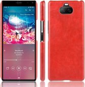 Voor Sony Xperia 8 Shockproof Litchi Texture PC + PU Case (Rood)